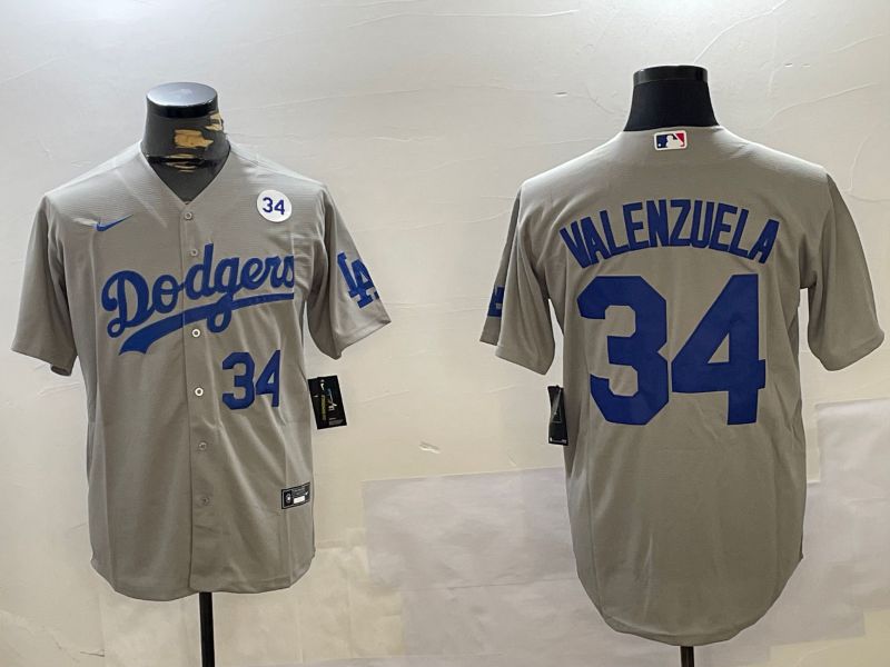 Men Los Angeles Dodgers #34 Valenzuela Grey Game 2024 Nike MLB Jersey style 112011
